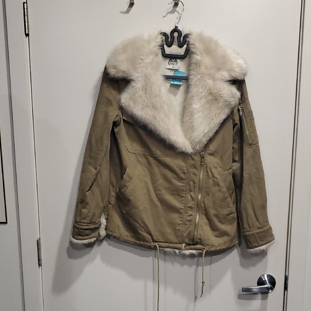 UNIF Tan Sherpa-Lined Utility Jacket XS